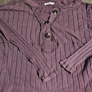 We The Free Ribbed Henley Top in Plum
